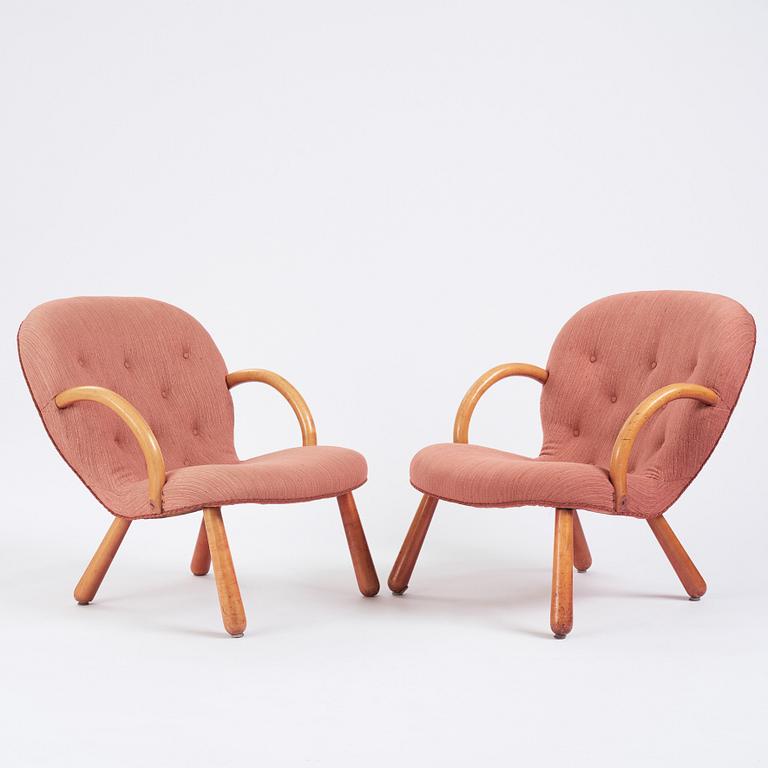 Swedish Modern, a pair of 'Clam Chairs', possibly by Erik Eks Snickerifabrik, probably 1950s.