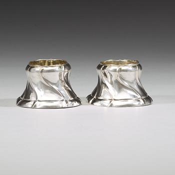 A pair of Swedish 18th century parcel-gilt salts, mark of Johan Ryberg, Uddevalla 1759.