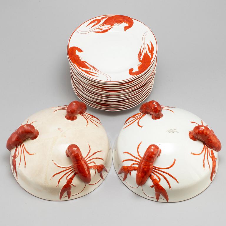 ALF WALLANDER, An 18-piece crayfish service, creamware, Rörstrand.