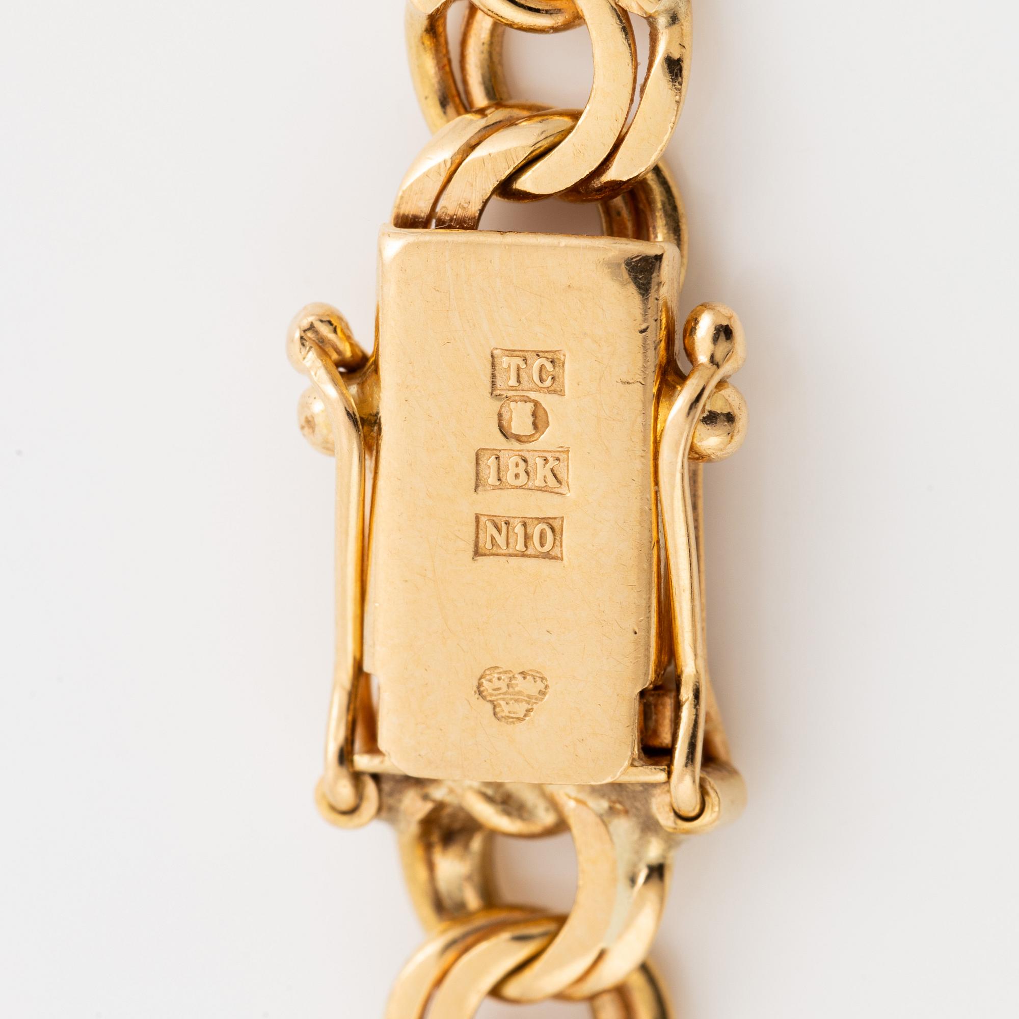 Necklace 18K gold, graduated Bismarck link,