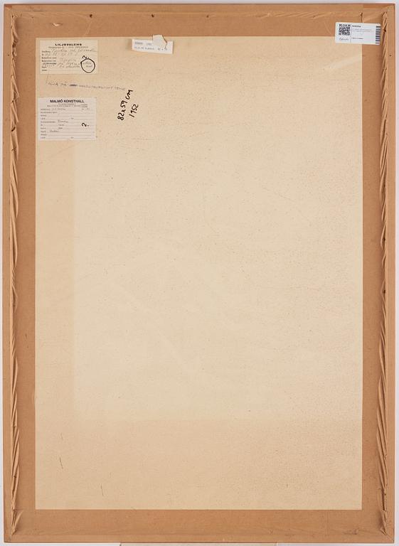 CO Hultén, oil on lithographic print, signed and executed 1952.