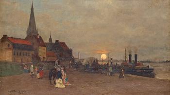 613. Erik Wedelin, Sunset over Düsseldorf and the Rhine.