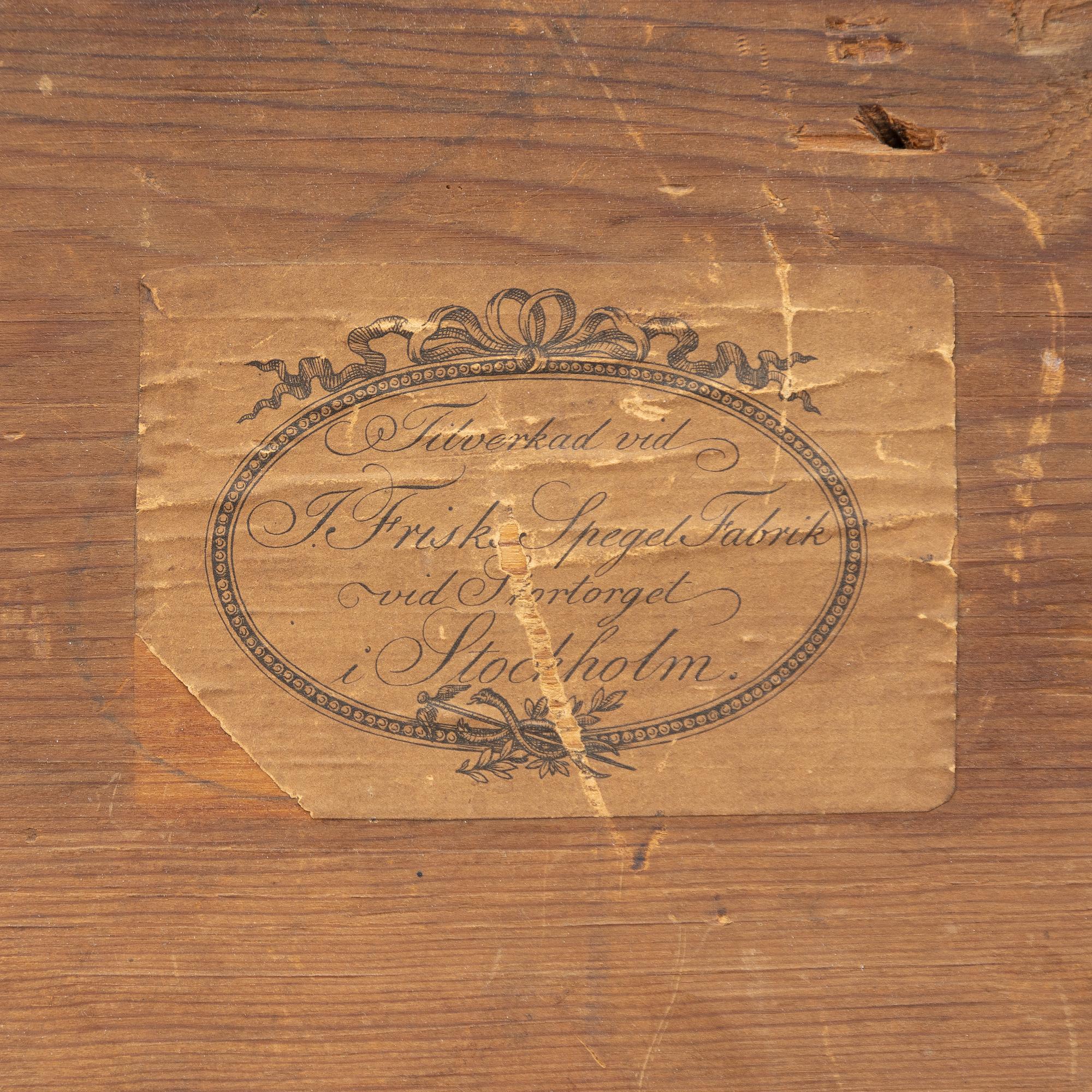 Mirror, by Jonas Frisk (mirror manufacturer in Stockholm 1805-1824), Empire.