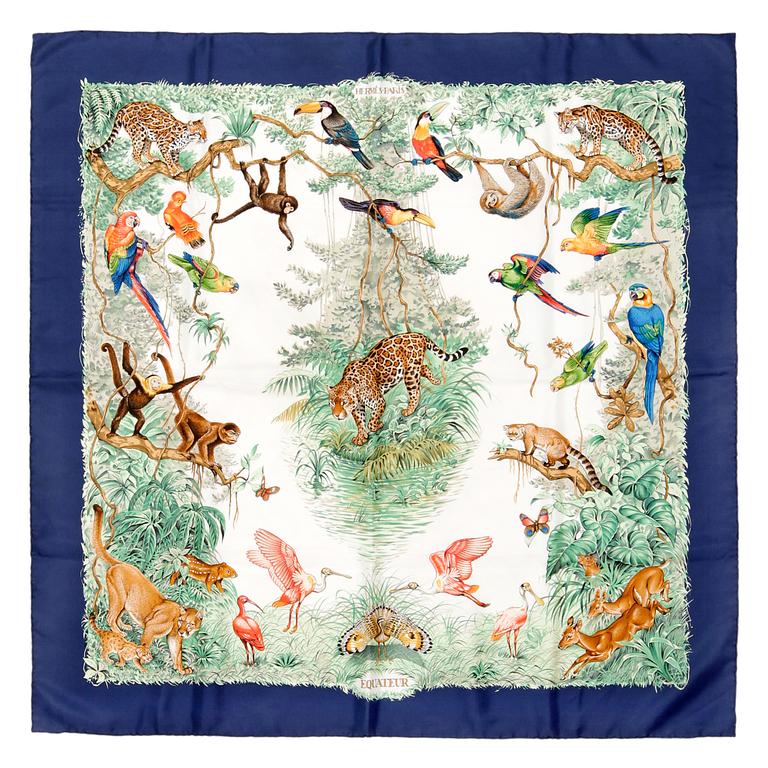 HERMÈS, silk scarf, "Equateur".