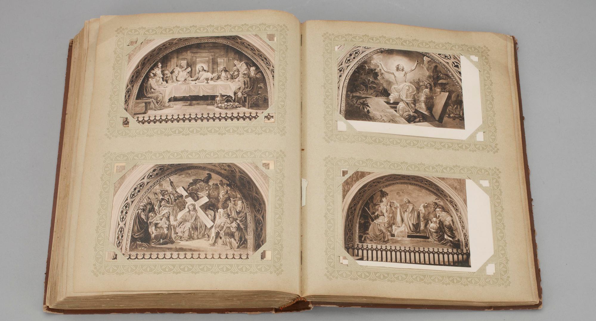 VYKORTSALBUM, 200 kort, inbundet. Helsingfors och övriga Finland, tryckta i Hamburg, 1800-talets slut - tidigt 1900-tal.