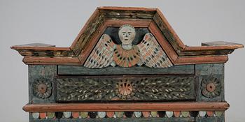 ÄNGLASKÅP, allmoge, Skåne, monogramsignerad och daterad 1832.