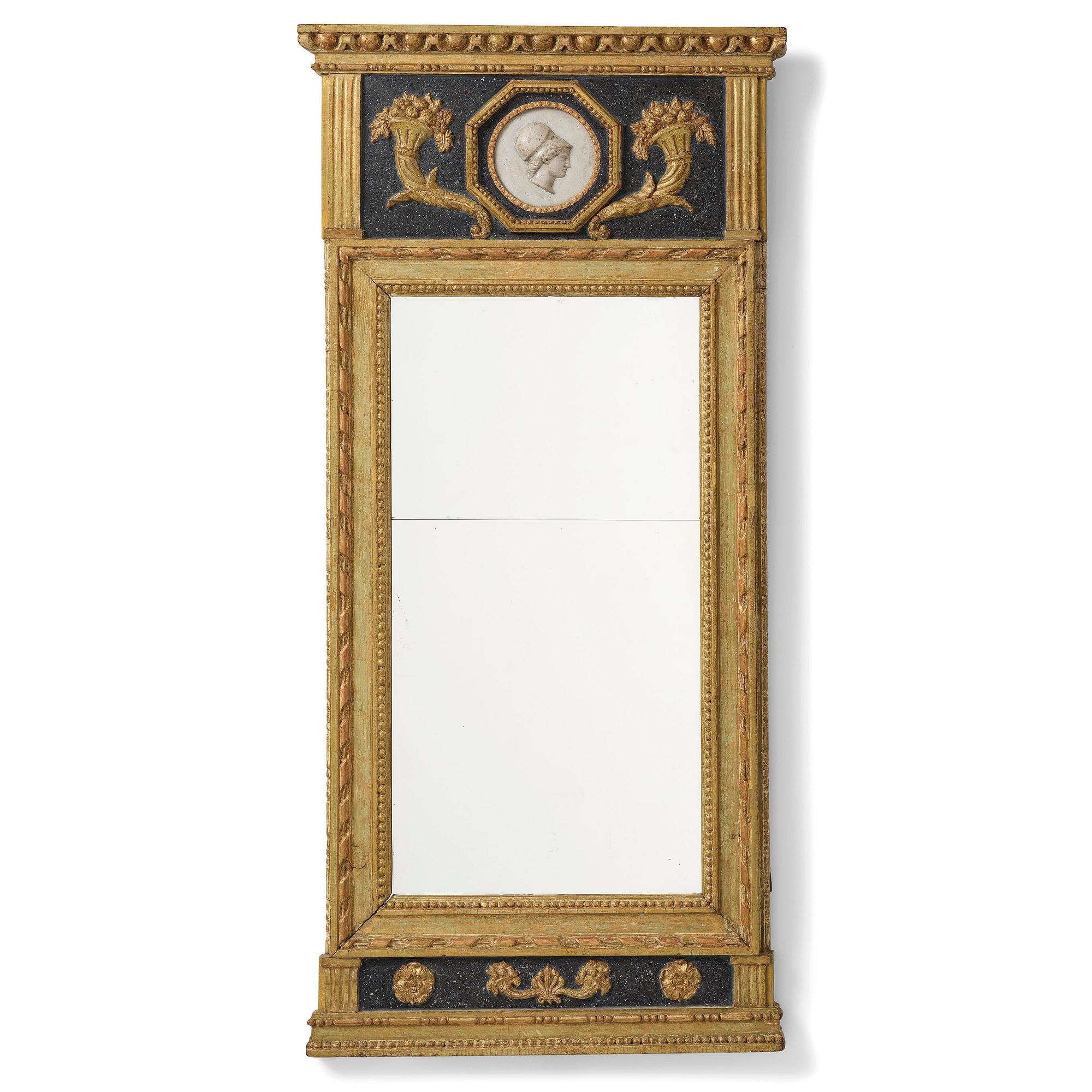 A late Gustavian giltwood mirror by E. Wahlberg (master in Stockholm ca 1760-1811).