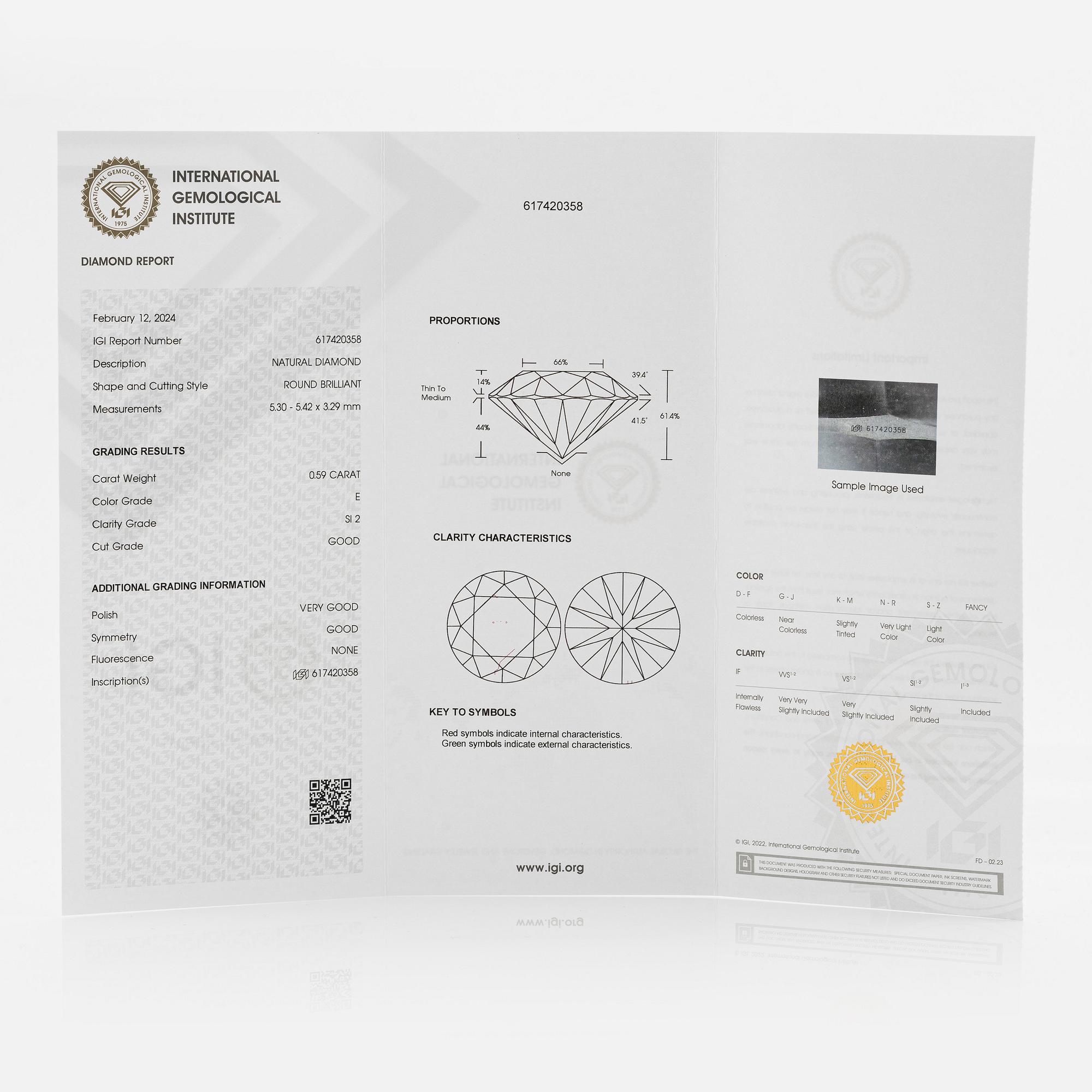 Earrings with brilliant-cut diamonds, including IGI report.