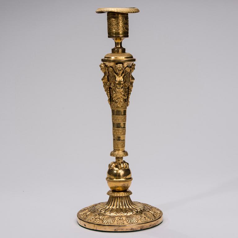 LJUSSTAKE, brännförgylld, Ryssland 1800-talets början.