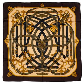 HERMÈS, scarf, "Cavalcadour", Henri D'origny, 1992.