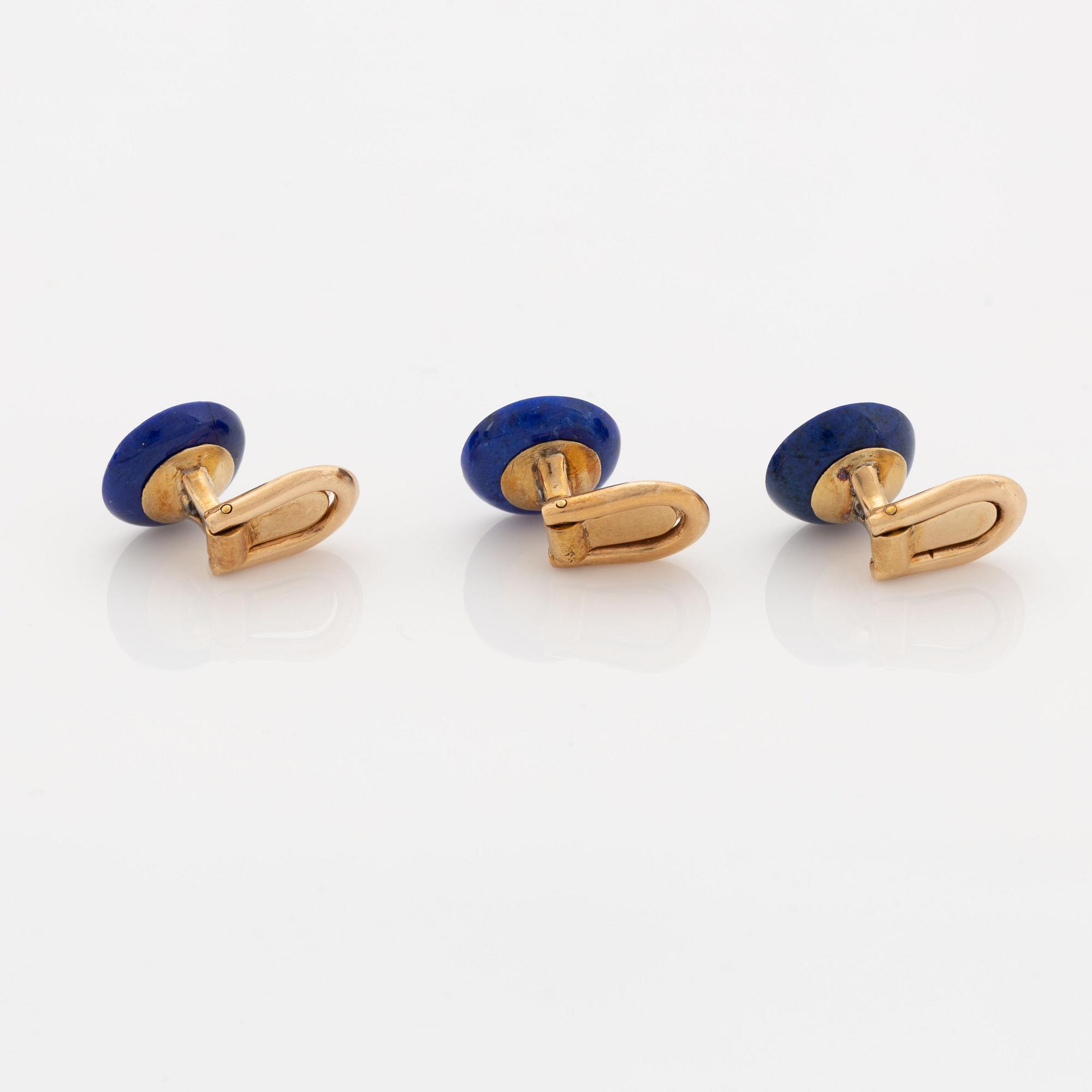 Lapis lazuli and old cut diamond cufflinks and shirt buttons.