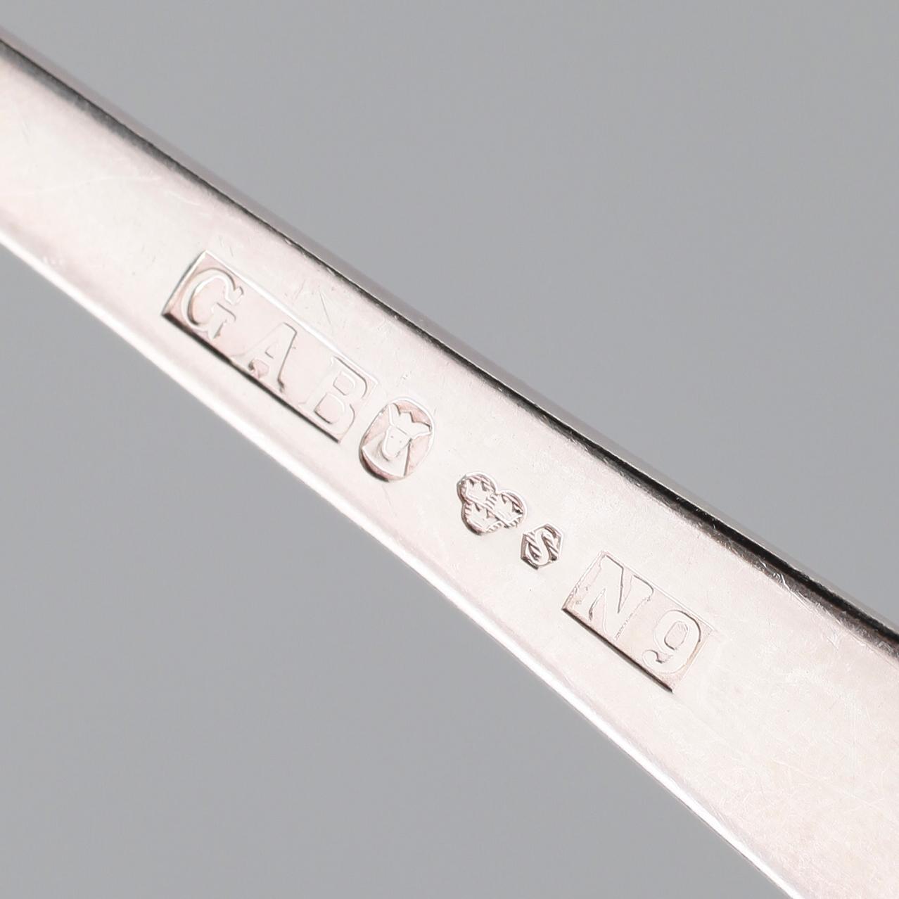 BESTICK, 28 delar, silver, "Rosenholm", GAB, Stockholm 1960-tal. Total vikt med stålblad ca 1000 g.