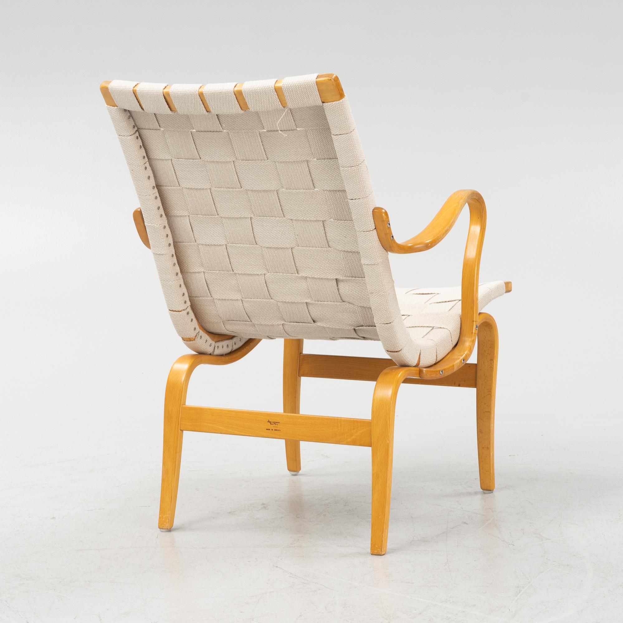 Bruno Mathsson, an 'Eva' armchair, Firma Karl MAthsson, Värnamo, mid 20th century.