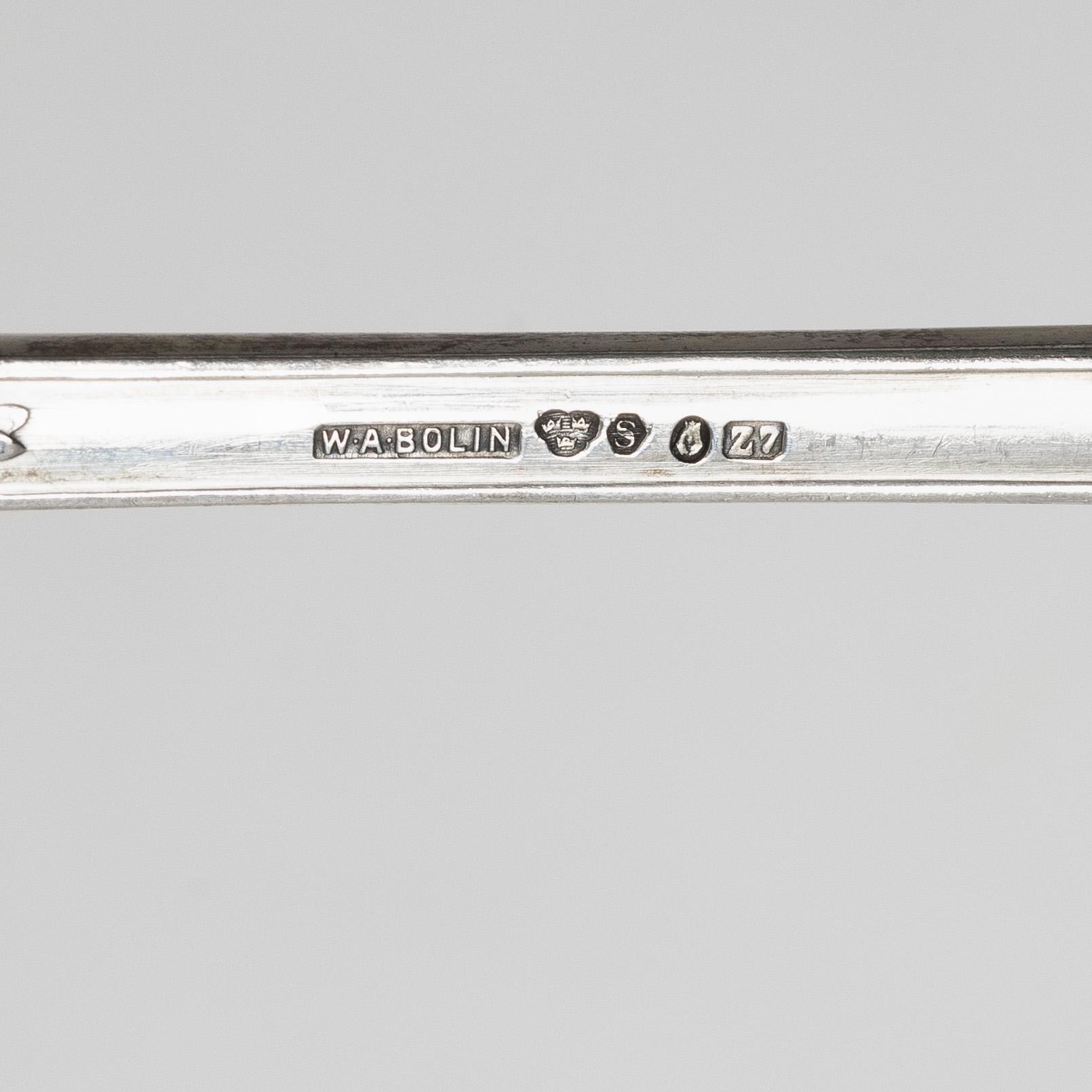 W.A. Bolin, Bestickuppsättning, 65 delar, silver, modell F, Stockholm, bl a 1926.