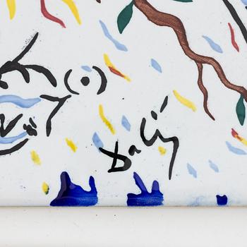 A set of six earthenware tile plates, after Salvador Dalí, late 20th century.