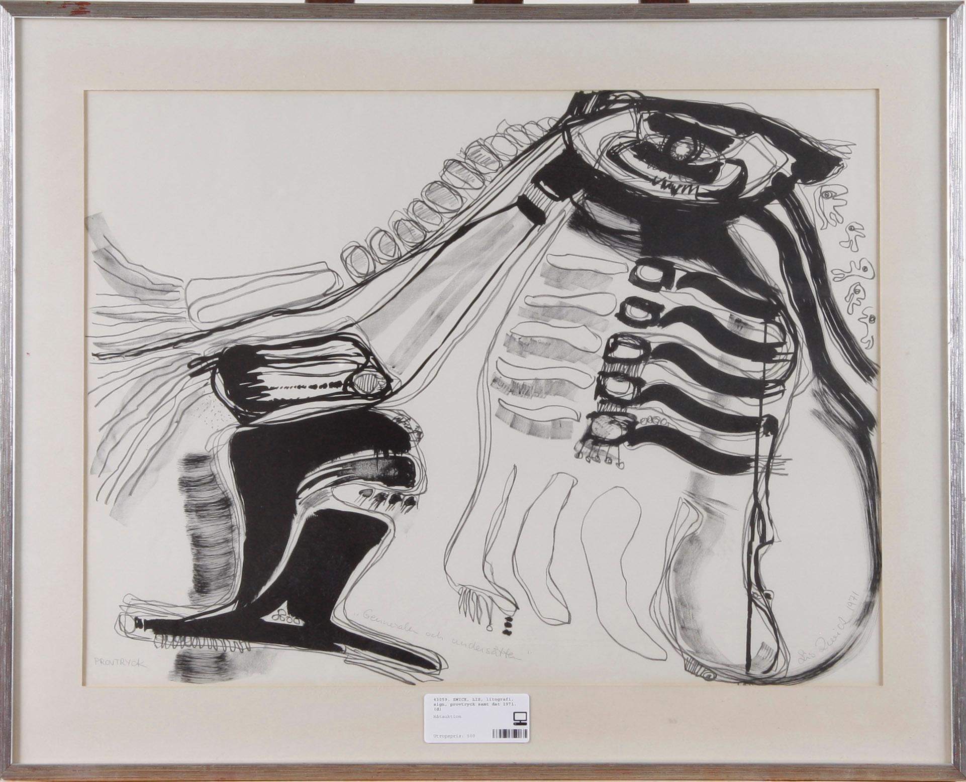 ZWICK, LIS, litografi, sign, provtryck samt dat 1971.