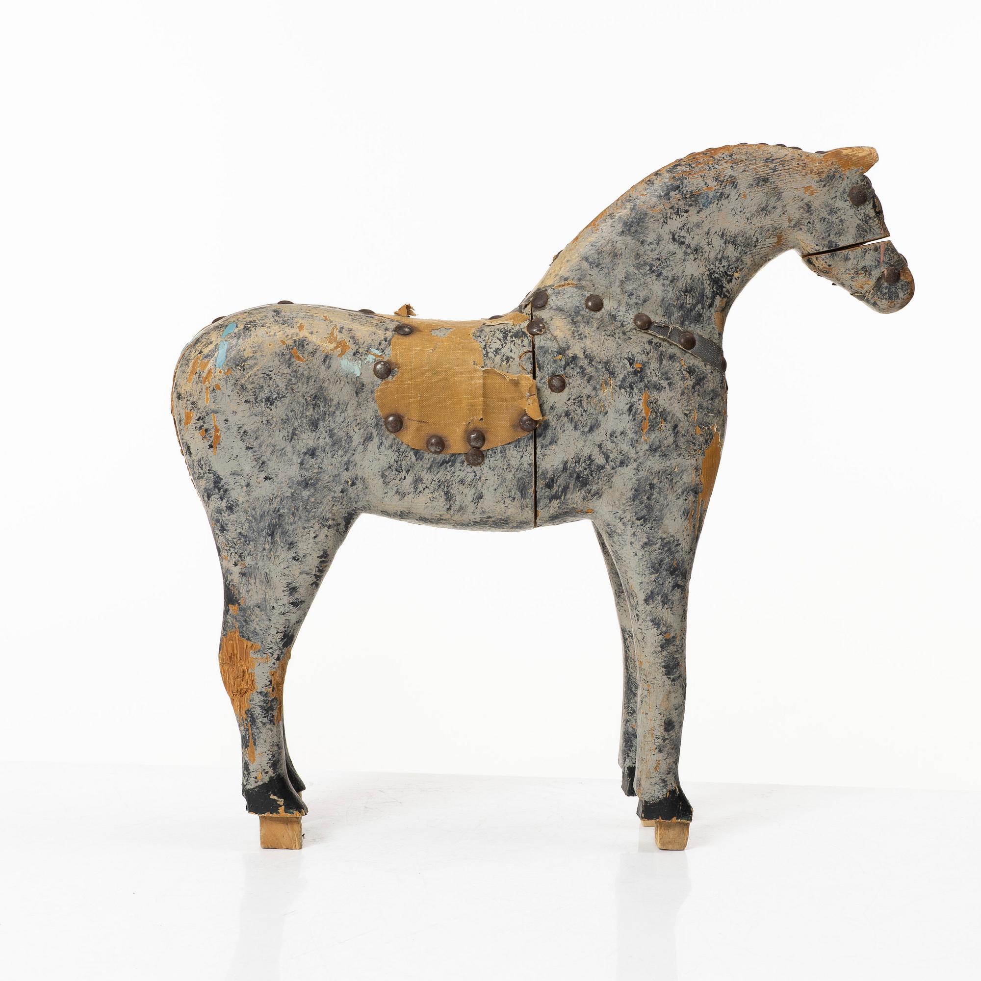 Sculpture, wood, horse, late 19th century.