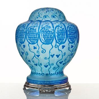 Ferdinand Boberg, an Art Nouveau cameo glass table lamp, Reijmyre, Sweden.