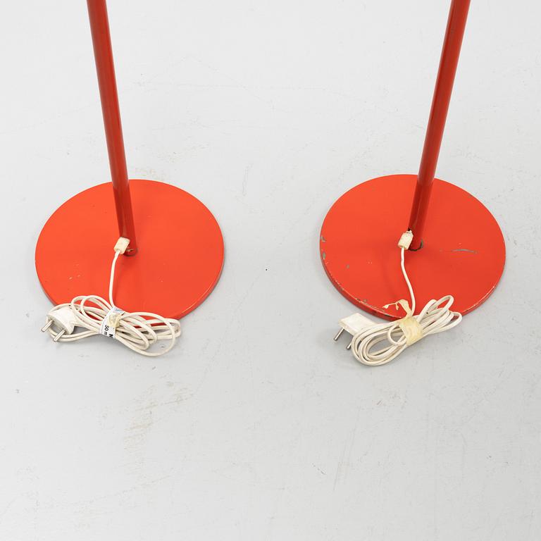 Uno & Östen Kristiansson, a matched pair of red floor lights, Luxus, Vittsjö.