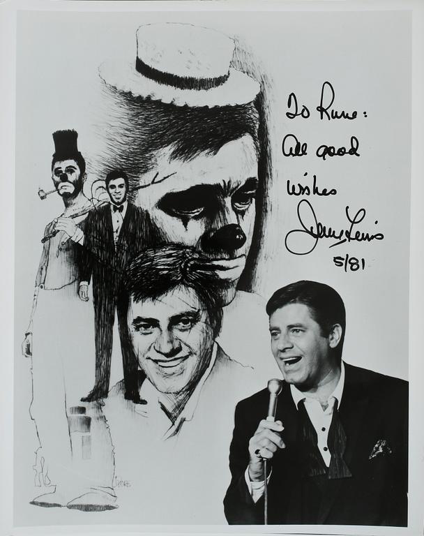 PARTI AUTOGRAFER, 17 st, bla Jerry Lewis, Liza Minelli och Kirk Douglas.