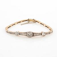 Bracelet 14K gold and platinum with round old-cut diamonds approximately 1.74 ct in total.