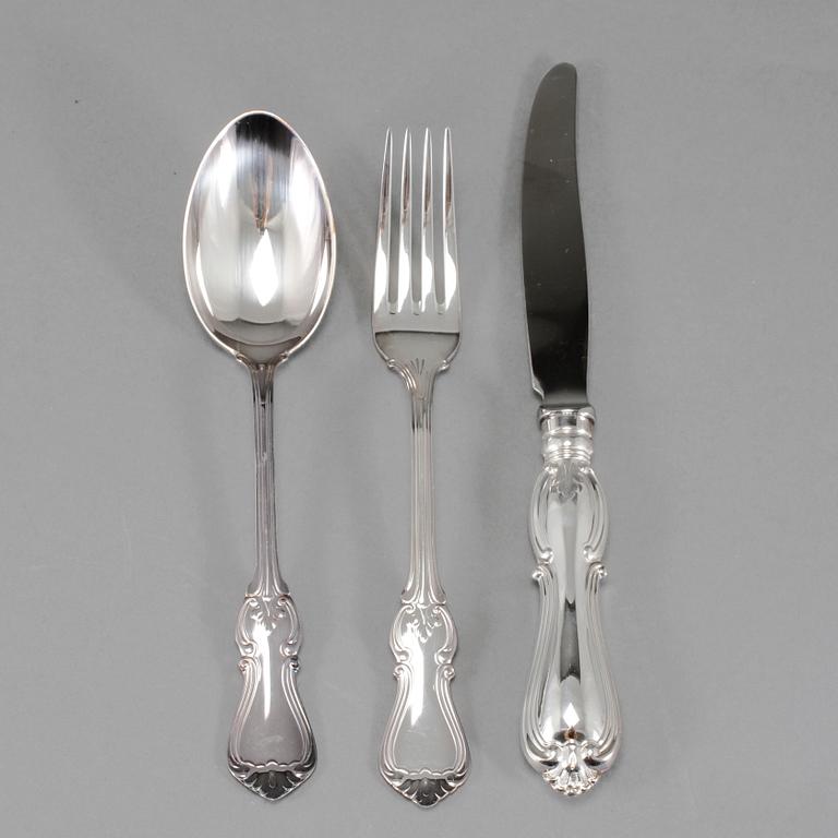 BESTICKSERVIS, 18 delar, silver, "Olga", GAB, 1990-tal, total vikt ca 1000 g.