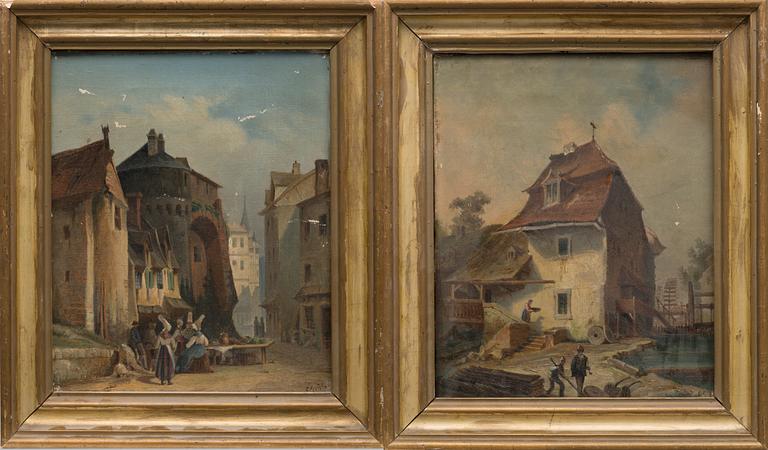 a pair of oil paintings, 1800s.