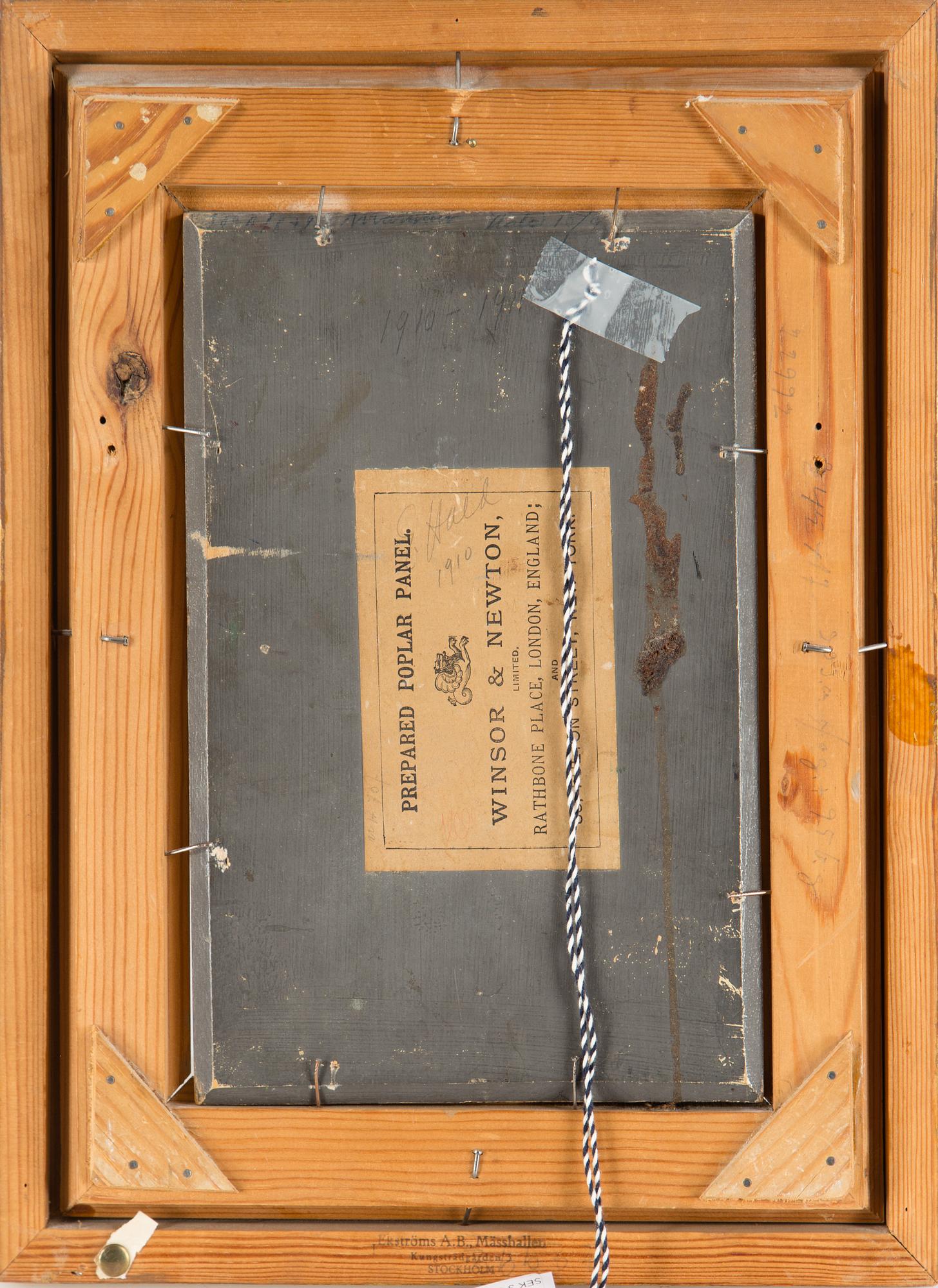 Edward Hald, an oil on board. Signed and dated 1910.