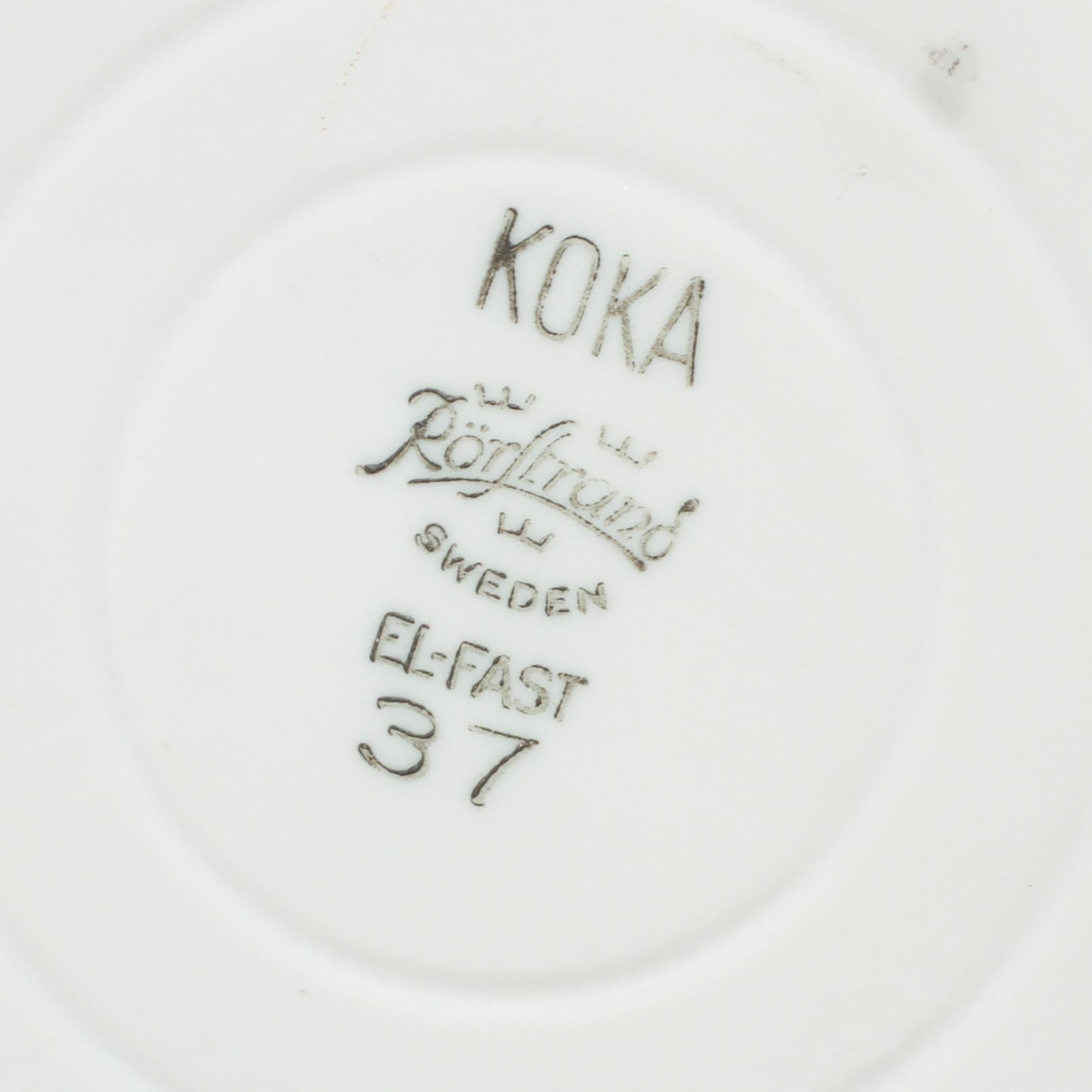 SERVISDELAR, 45 st, porslin, "Koka blå", Hertha Bengtsson, Rörstrand, 1956-88.