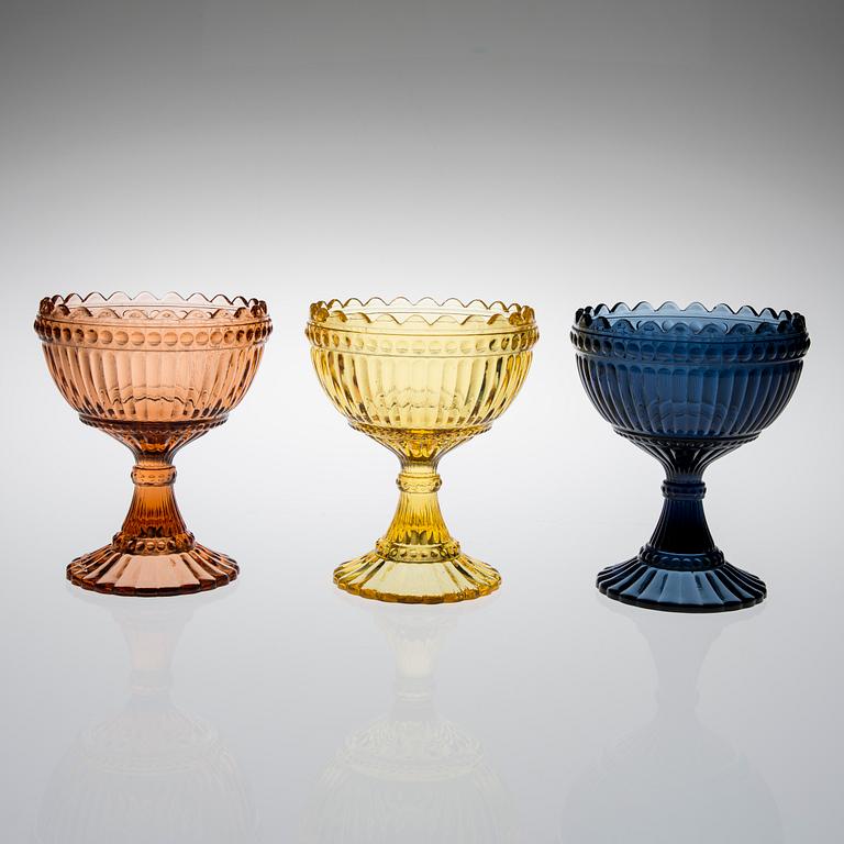 SKÅLAR, 8 st, glas "Mari-skål", Marimekko, Iittala 1900-talets slut.