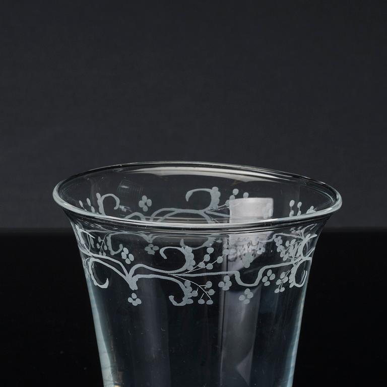 VINGLAS, SNAPSGLAS samt VATTENGLAS, 7+13+6=26 delar, "Enhörna", IKEA:s 1700-talserie, 1994.