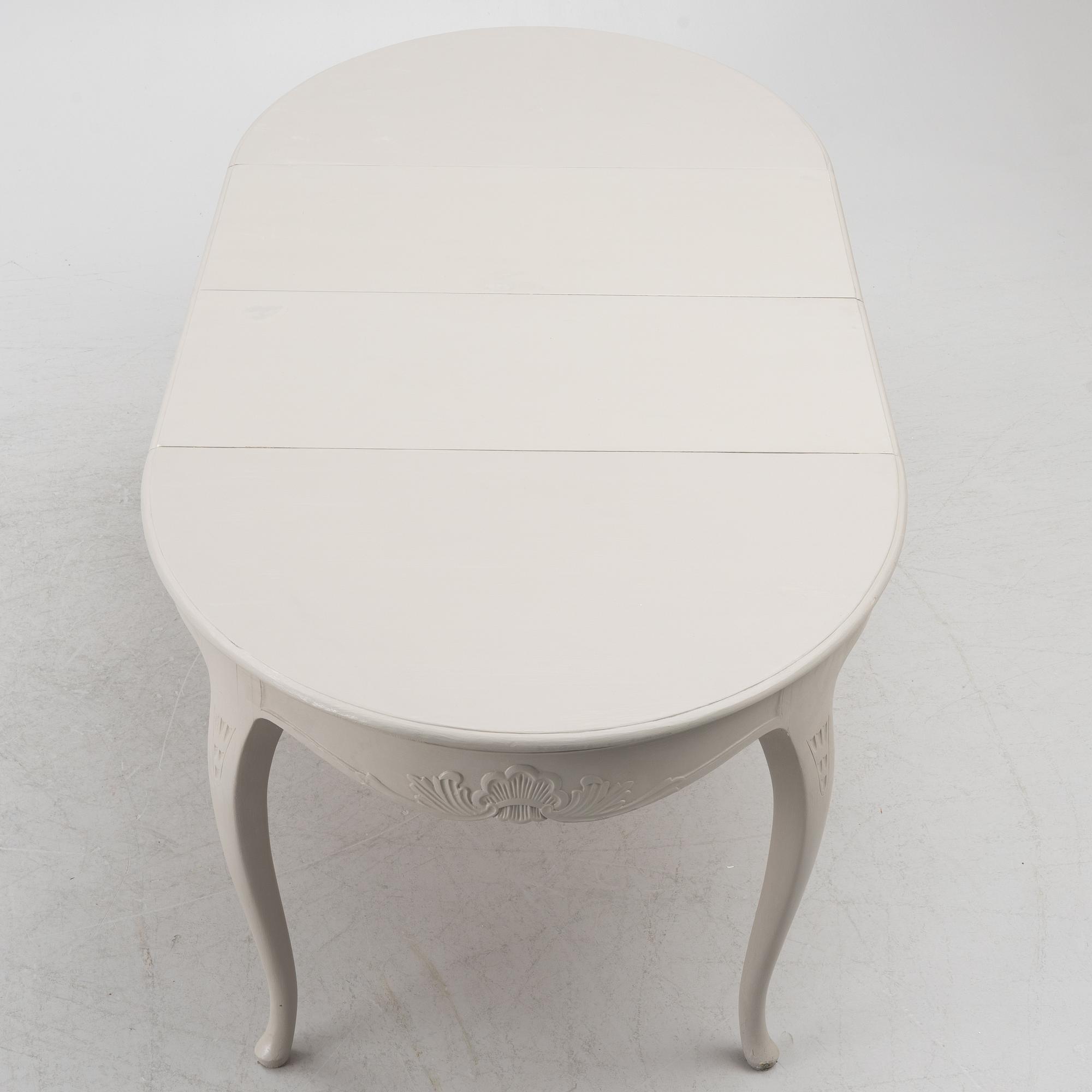 Dining table, 2 armchairs, 6 chairs, Rococo style, 20th century.