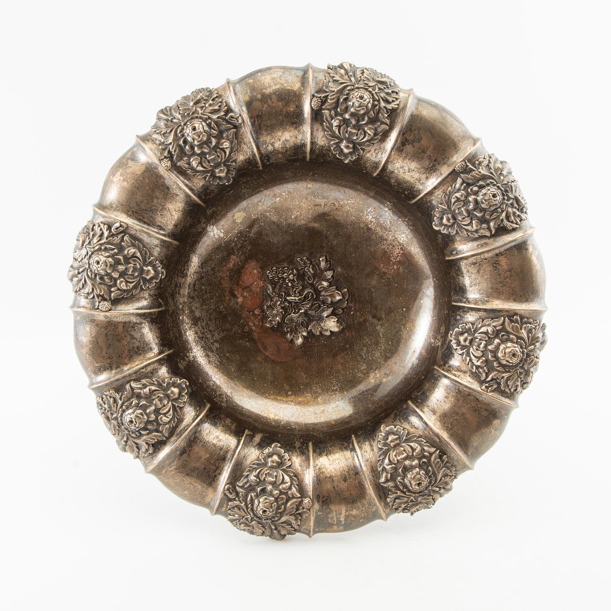 Carl Nyström essay bowl Neo-Rococo silver Stockholm 1850.