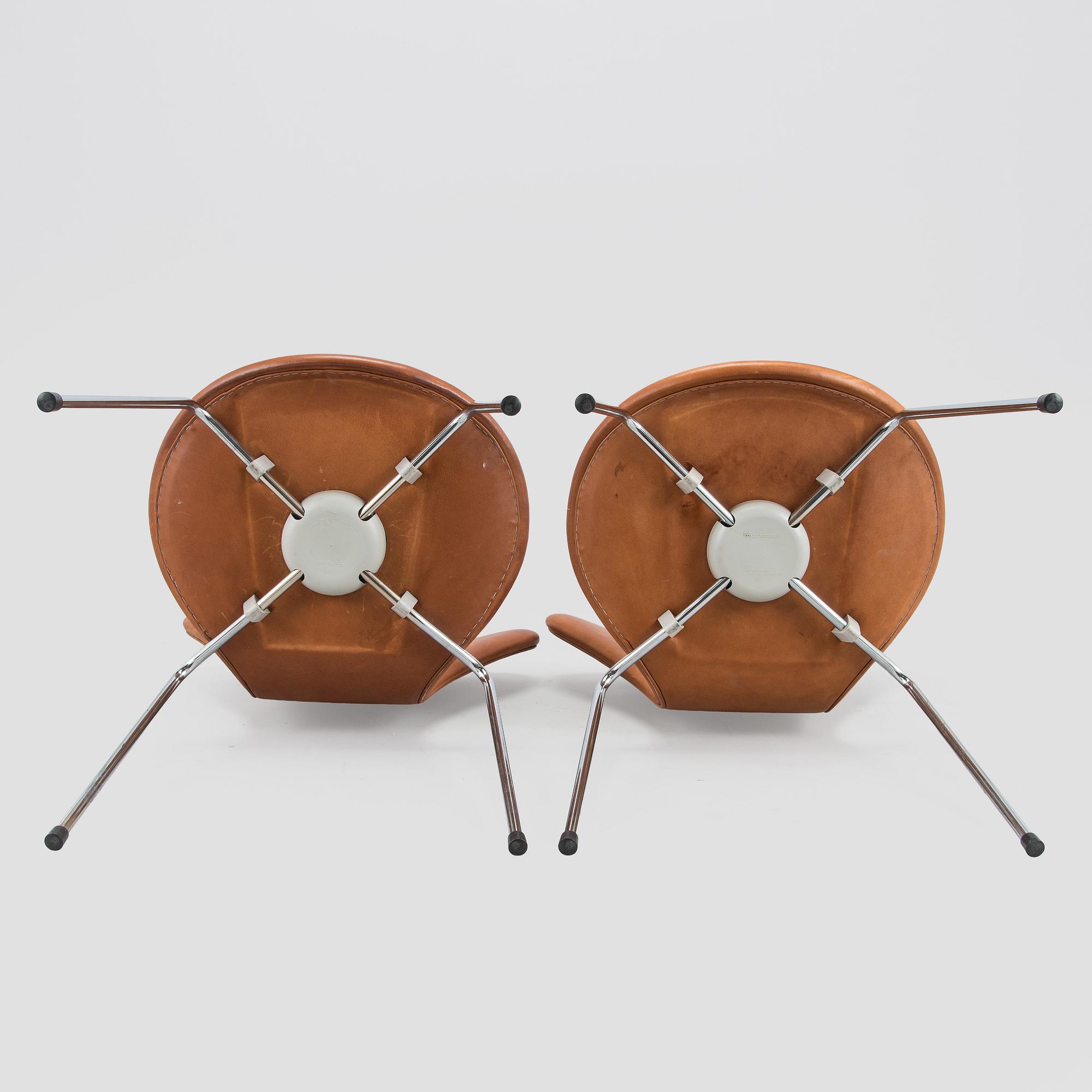 Arne Jacobsen, six "Seven" chairs, Fritz Hansen, Denmark late 20th century.