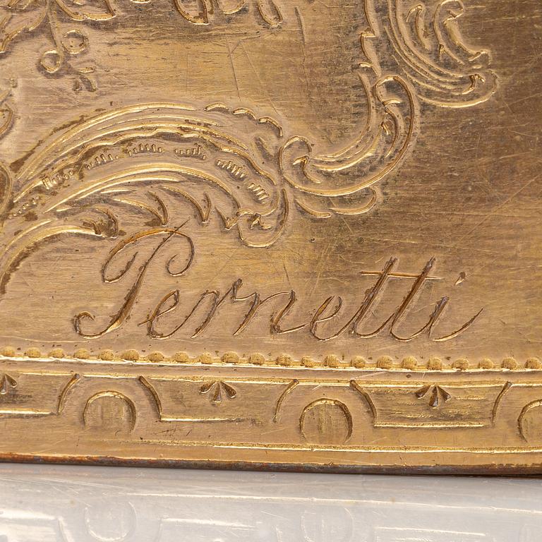 Two gilt-copper snuff boxes, France, 18th century.