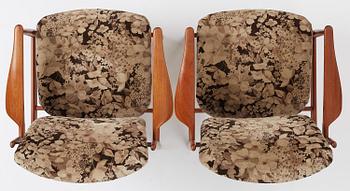 Finn Juhl, a pair of "FD 136" easy chairs, France & Daverkosen, Denmark, 1950s.