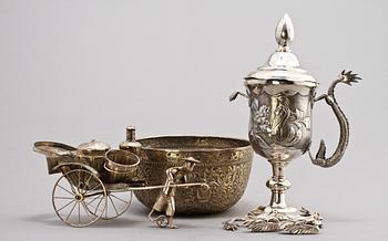 PARTI SILVER, 3 st, orientaliskt, 1800/1900-tal. Vikt 775 g.