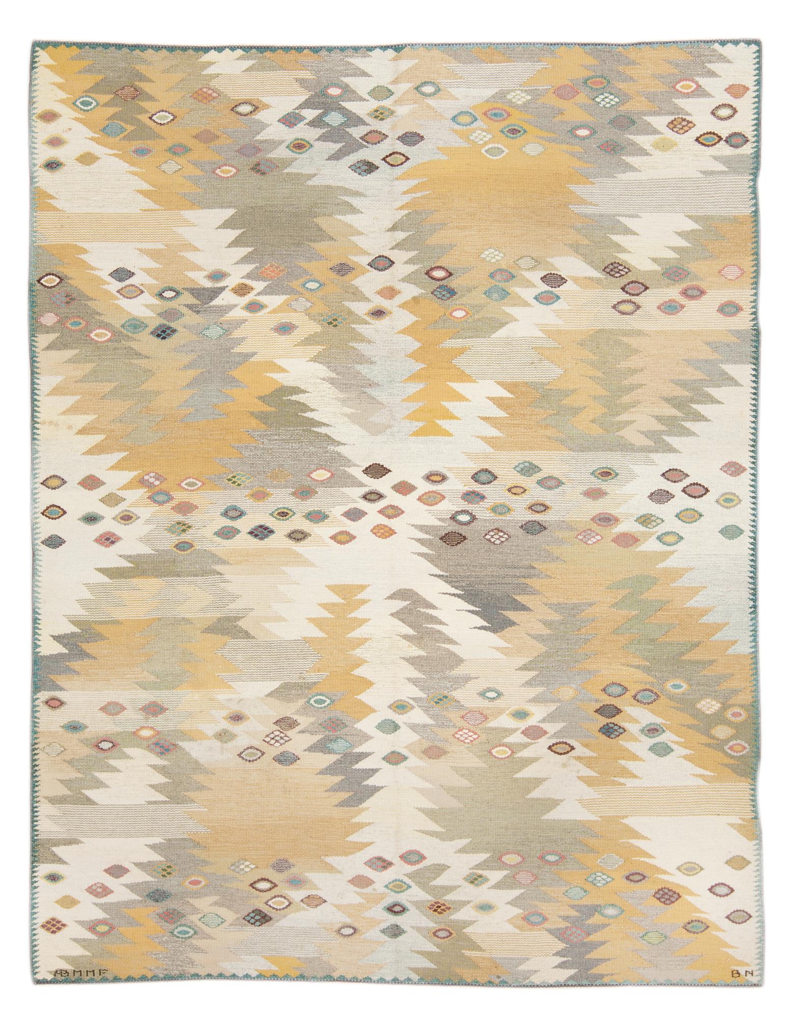 CARPET. "Tånga ljus". Gobelängteknik (tapestry weave). 282 x 211 cm. Signed AB MMF BN.