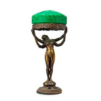 749. An Alfred Ohlson patinated bronze table lamp by Herman Bergman, Stockholm 1910's-20's.