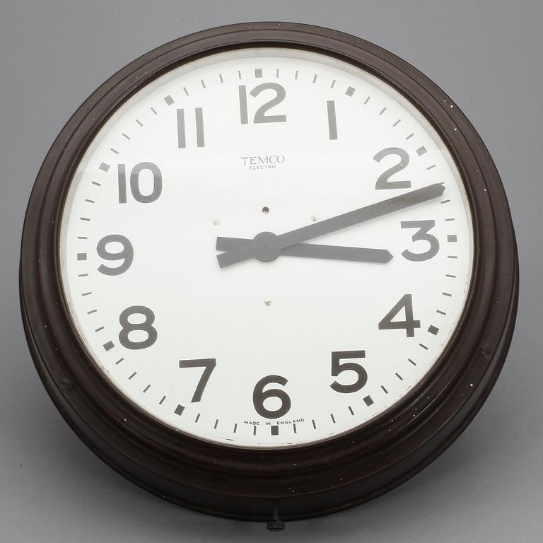 VÄGGKLOCKA, industri, Temco, England, omkring 1900-talets mitt.