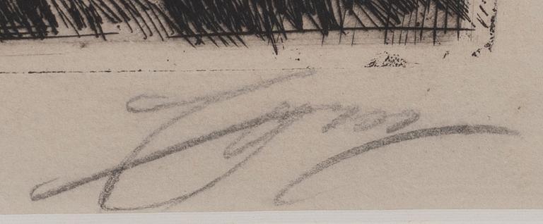 Anders Zorn, a signed etching.