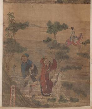 A set of four scroll paintings from an album, Qing dynasty 1664-1912).