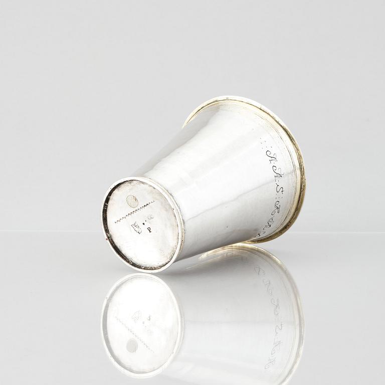 Mattias Möller, bägare, silver, Stockholm 1703. Karolinsk.