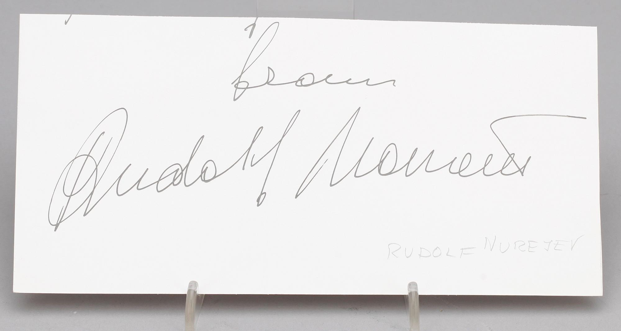 AUTOGRAF RUDOLF NUREJEV, (1938-1993), rysk dansör, egenhändig sign.