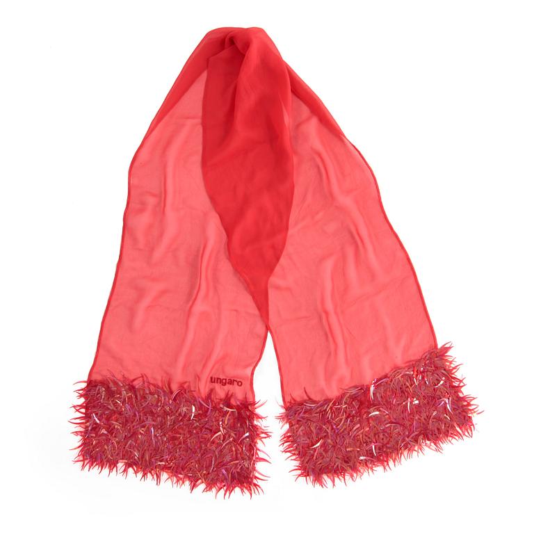 UNGARO, a red silkchiffong shawl.