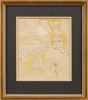 HALMSTADGRUPPEN,drawings, 2 pieces, Erik Olsson and Esaias Thorén, signed.