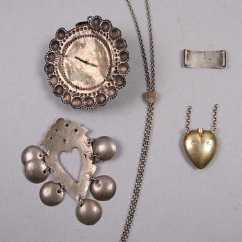 SMYCKEN, 5 st, silver, allmoge, 1800-tal.