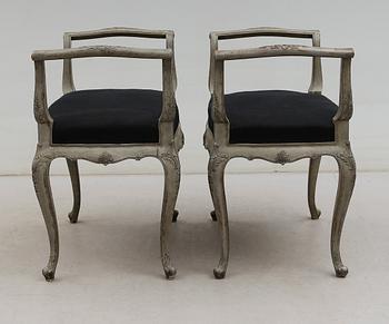 TABURETTER, 1 par, rokokostil, 1900-tal.