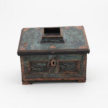 A painted Swedish miniature chest or box, 18th Century.