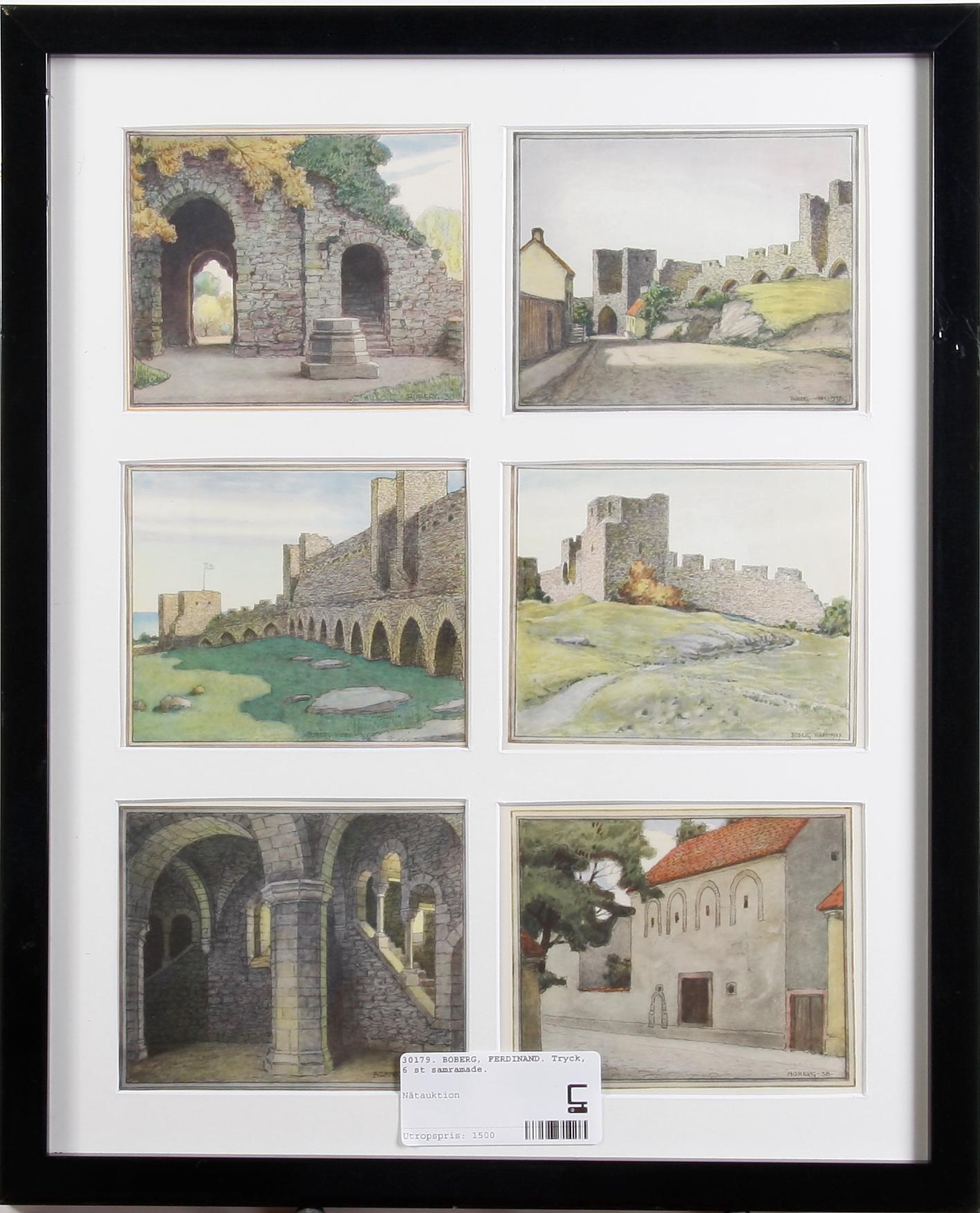 BOBERG, FERDINAND. Tryck, 6 st, samramade .